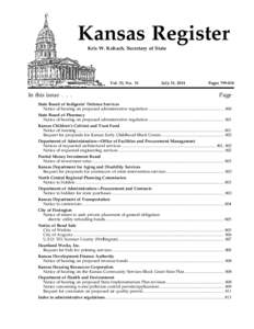 Kansas Register Kris W. Kobach, Secretary of State Vol. 33, No. 31  In this issue . . .