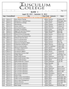 Page 1 of 2  BLOCK 1 August 20, [removed]September 12, 2014 Dept.