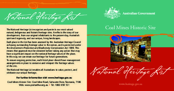 Coal Mines Historic Site - National Heritage List