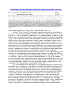 Southern Campaign American Revolution Pension Statements & Rosters Pension application of Joel Hicks S4365 Transcribed by Will Graves f32VA[removed]