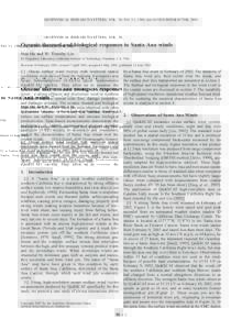 GEOPHYSICAL RESEARCH LETTERS, VOL. 30, NO. 11, 1596, doi:[removed]2003GL017208, 2003  Oceanic thermal and biological responses to Santa Ana winds Hua Hu and W. Timothy Liu Jet Propulsion Laboratory, California Institute o