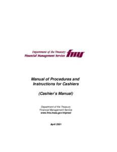 MANUAL OF PROCEDURES AND INSTRUCTIONS FOR CASHIERS