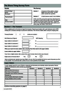 The Shore Thing Survey Form Details The Survey  School/college/