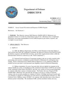 DoD Directive[removed], January 23, 2012; Incorporating Change 1, April 30, 2013