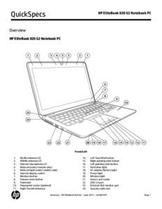 QuickSpecs  HP EliteBook 820 G2 Notebook PC Overview HP EliteBook 820 G2 Notebook PC