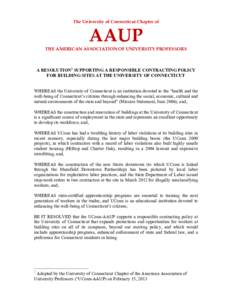 The University of Connecticut Chapter of  AAUP THE AMERICAN ASSOCIATION OF UNIVERSITY PROFESSORS