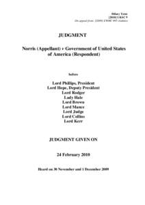 Norris (Appellant) v Government of United States of America (Respondent)