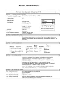 MATERIAL SAFETY DATA SHEET  Ammonia Stock Standard, 1000 ppm as 