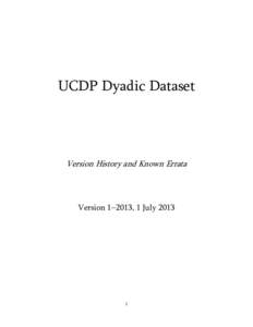 UCDP Dyadic Dataset  Version History and Known Errata Version 1–2013, 1 July 2013