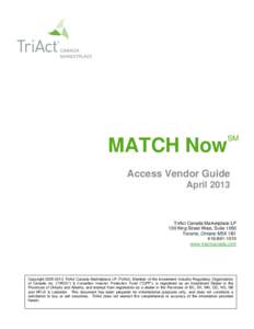 SM  MATCH Now Access Vendor Guide April 2013