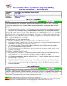 State Broadband Data & Development Program (SBDD-ND) Program Status Report – November 2011 Project Name Sponsor Report Type For period: