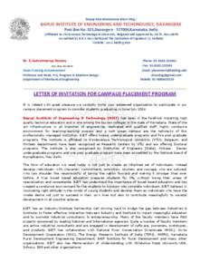 Bapuji EducationalAssociation (Reg.)  BAPUJI INSTITUTE OF ENGINEERING AND TECHONOLOGY, DAVANGERE Post Box No. 325,Davangere[removed],Karnataka, India (Affiliated to Visvesvaraya Technological University, Belgaum and appr