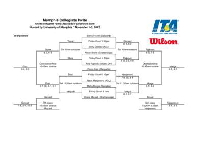 Memphis Collegiate Invite An Intercollegiate Tennis Association Sanctioned Event Hosted by University of Memphis * November 1-3, 2013 Orange Draw