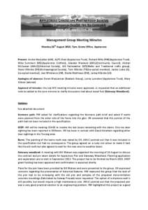 APPLECROSS LANDSCAPE PARTNERSHIP SCHEME Sgeama Companas Dealbh-tìre Na Comraich www.visit-applecross.org Management Group Meeting Minutes Monday 26th August 2013, 7pm, Estate Office, Applecross