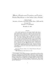 Eﬀects of Employment Protection and Product Market Regulations on the Italian Labor Market∗ Adriana Kugler