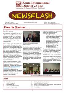 NEWSFLASH Volume 12 Issue 7 November/December 2011 www.zontadistrict23.org.au