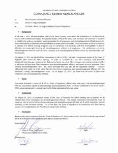 PALM BEACH COUNTY COMMISSION ON ETHICS  COMPLIANCE REVIEW MEMORANDUM To:  Alan Johnson, Executive Director