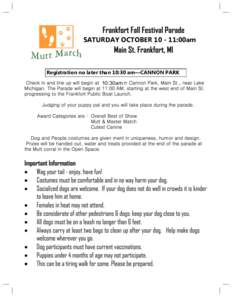 SATURDAY OCTOBER:00am  Registration no later than 10:30 am—CANNON PARK 10:30am  Registration no later than 10:30 am — CANNON PARK — OCTOBER 10