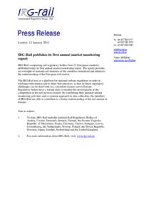 Press Release  IRG-Rail +[removed] +[removed]FAX +[removed]