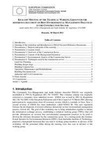 EUROPEAN COMMISSION JOINT RESEARCH CENTRE Institute for Prospective Technological Studies (Seville) Sustainable Production and Consumption Unit  KICK-OFF MEETING OF THE TECHNICAL WORKING GROUP FOR THE