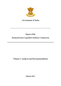 Government of India ___________________________________________ Report of the Financial Sector Legislative Reforms Commission