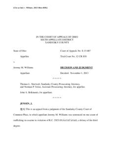 [Cite as State v. Williams, 2013-Ohio[removed]IN THE COURT OF APPEALS OF OHIO SIXTH APPELLATE DISTRICT SANDUSKY COUNTY