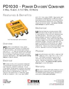 Power Divider, Power Combiner, 3-Way, N-Jack, [removed]GHz, 40 Watts, INSTOCK Wireless Components, PD1030