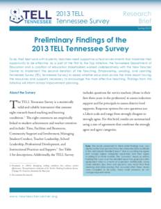 2013 TELL Tennessee Survey Research Brief Spring 2013