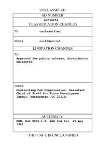 UNCLASSIFIED AD NUMBER AD510206 CLASSIFICATION CHANGES TO:
