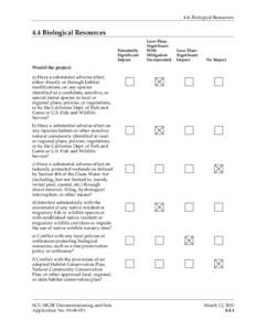 4.4: Biological Resources  4.4 Biological Resources Potentially Significant Impact