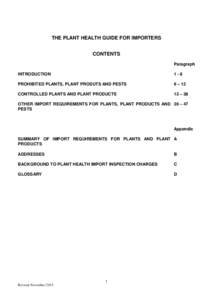 THE PLANT HEALTH GUIDE FOR IMPORTERS CONTENTS Paragraph INTRODUCTION  1-8