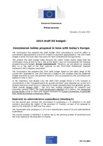 EUROPEAN COMMISSION  PRESS RELEASE Brussels, 26 June[removed]draft EU budget: