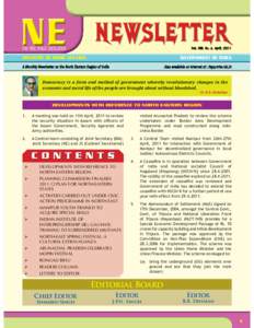 Vol. XIII. No. 4, April, 2011  FOR FREE PUBLIC CIRCULATION MINISTRY OF HOME AFFAIRS