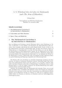 A. N. Whitehead u¨ber die Lehre der Mathematik (nach The Aims of Education) (Philipp Fahr)