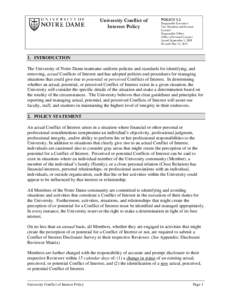 University Conflict of Interest Policy POLICY 5.2 Responsible Executive: Vice President and General