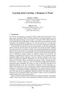 Political Analysis:121–129 doi:pan/mpi020 Advance Access publication May 18, 2005  Learning about Learning: A Response to Wand