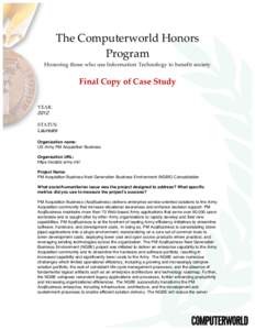 The  Computerworld  Honors   Program     Honoring  those  who  use  Information  Technology  to  benefit  society      Final  Copy  of  Case  Study  