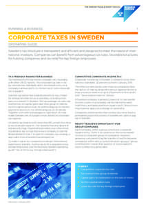 RUNNING A BUSINESS  1 CORPORATE TAXES IN SWEDEN OPERATING GUIDE