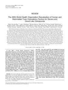 TOXICOLOGICAL SCIENCES 93(2), 223–[removed]doi:[removed]toxsci/kfl055 Advance Access publication July 7, 2006 REVIEW The 2005 World Health Organization Reevaluation of Human and