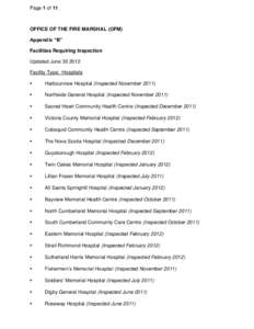 Page 1 of 11  OFFICE OF THE FIRE MARSHAL (OFM) Appendix “B” Facilities Requiring Inspection Updated June[removed]