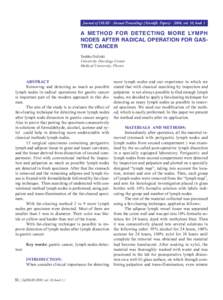Journal of IMAB - Annual Proceedings (Scientific Papers, vol. 10, book 1  A METHOD FOR DETECTING MORE LYMPH NODES AFTER RADICAL OPERATION FOR GASTRIC CANCER Tashko Deliiski University Oncology Center