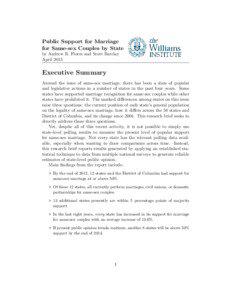 Public Support for Marriage for Same-sex Couples by State by Andrew R. Flores and Scott Barclay