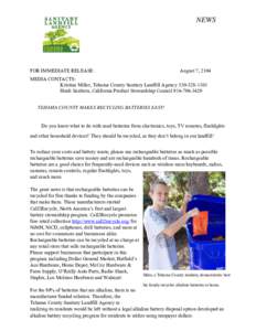 Microsoft Word - Tehama Batteries Recycling PR Final[removed] + Picture.doc