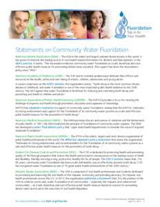 Fluoridation  Tap in to Your Health  Statements on Community Water Fluoridation