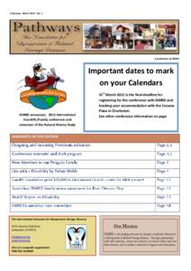 Pathways: March 2012: No. 1  A publication of ISMRD Important dates to mark on your Calendars