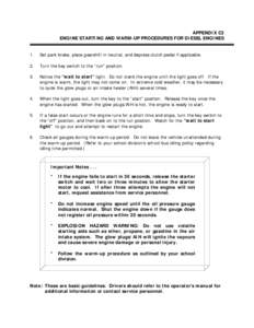 ENGINE STARTING AND WARM-UP PROCEDURES