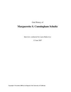 Microsoft Word - Marguerette Schultz Oral History.docx