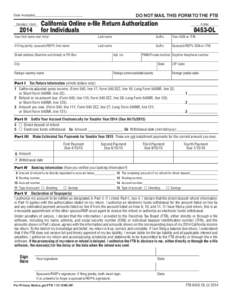 2014 Form 8453-OL -- California Online e-file Return Authorization for Individuals