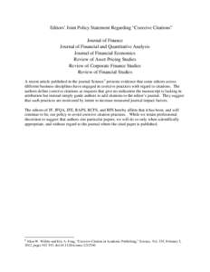 Journal of Financial Economics / Review of Financial Studies / The Journal of Finance / Impact factor / Citation / Publishing / Academia / Academic publishing