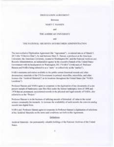 Digitization Agreement - Mary E. Hansen - American University - National Archives